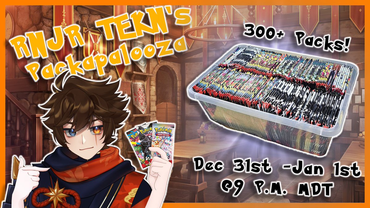 Can you believe it guys? New Year's just a week away! With that it's time I officially announce our New Year's Pack A Palooza! Join me on Wednesday, December 31, 2025 9:00 PM for the biggest Pokémon card opening of the year!
#VTuber