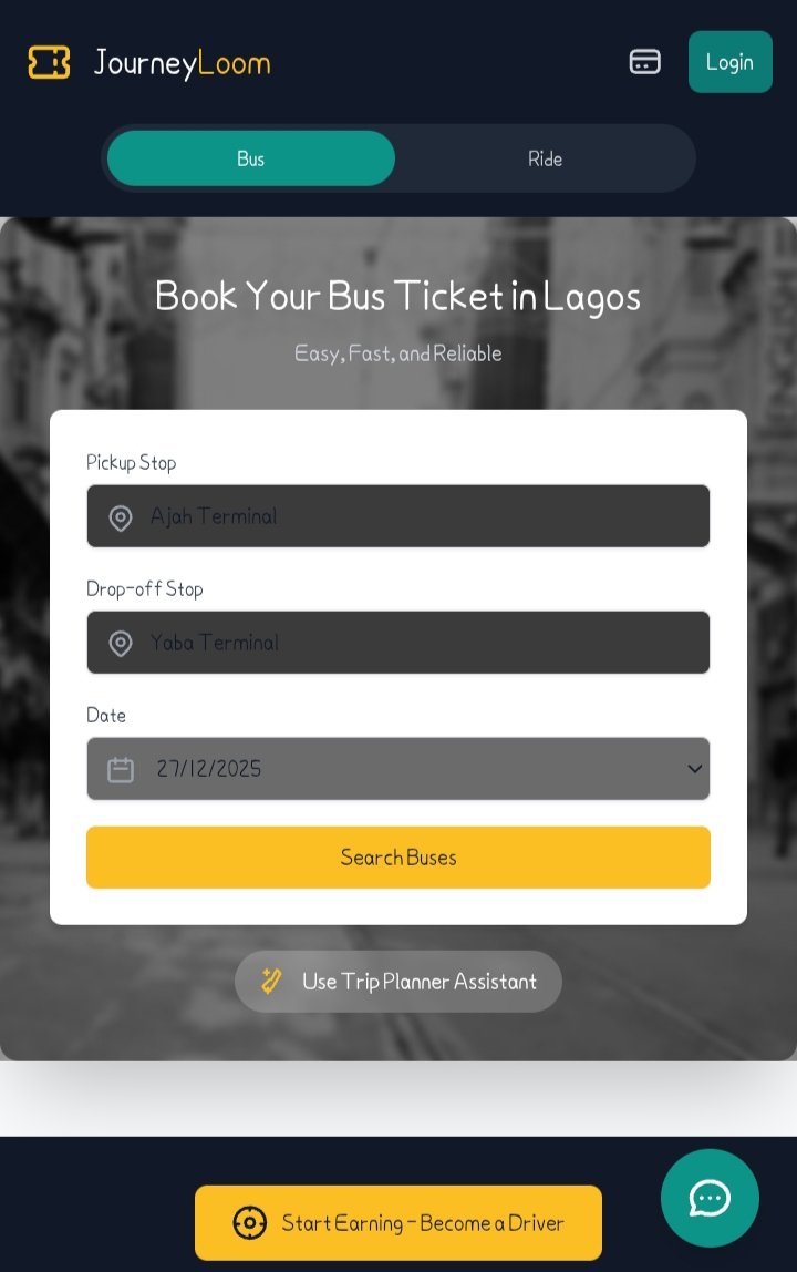 😩 Stuck in Lagos go-slow again? Or a driver/bus owner tired of high commissions?
JourneyLoom is your game-changer! 🚀🚍
Lower commissions = More money in your pocket 💰
Negotiate prices like a boss
Live tracking + Secure payments
Share rides or book full buses