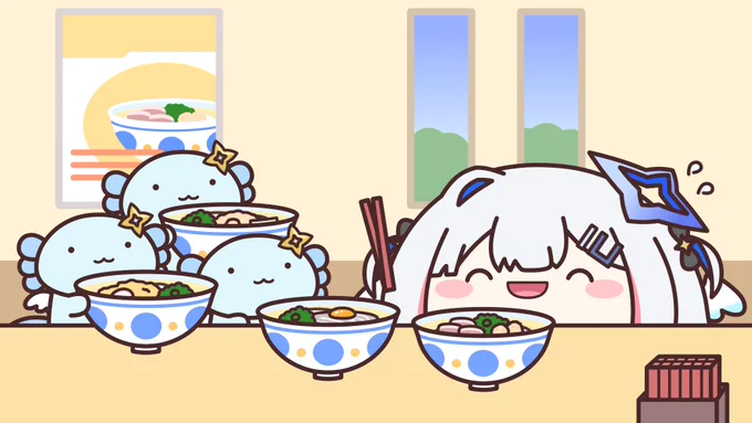 おっとうぱおここで突然の日頃の感謝をこめたうどん沢山食べてねタイム 食べきれないからみんなで食べようね #かなたーと