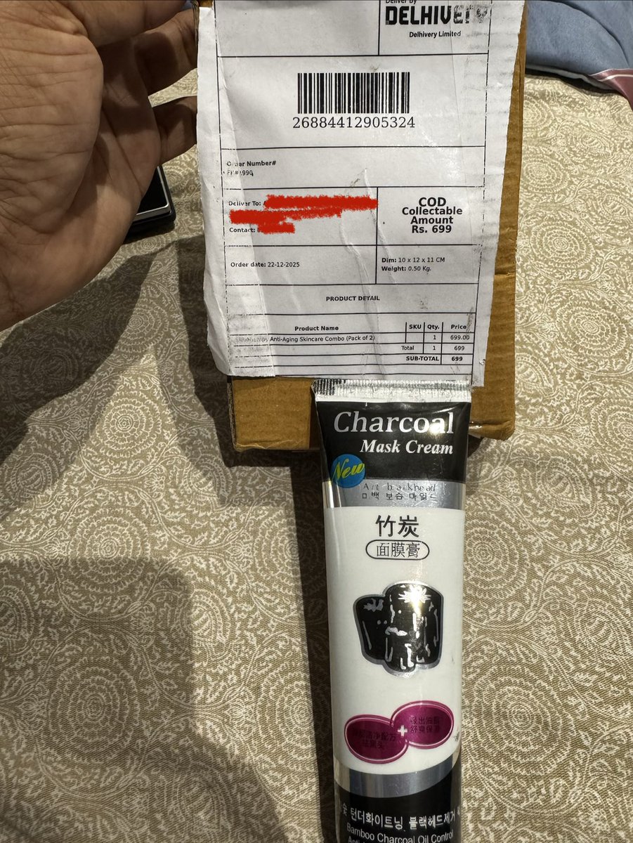 sharad2909's tweet photo. @Delhivery I received a COD parcel for ₹699, paid via Google Pay. On opening, it contained a low-quality Chinese cream that no one in my family ordered. This appears to be a fraud. Please investigate and advise on refund &amp; action.  #FraudAlert #CODFraud #OnlineScam https://t.co/9jhpKlG9MS