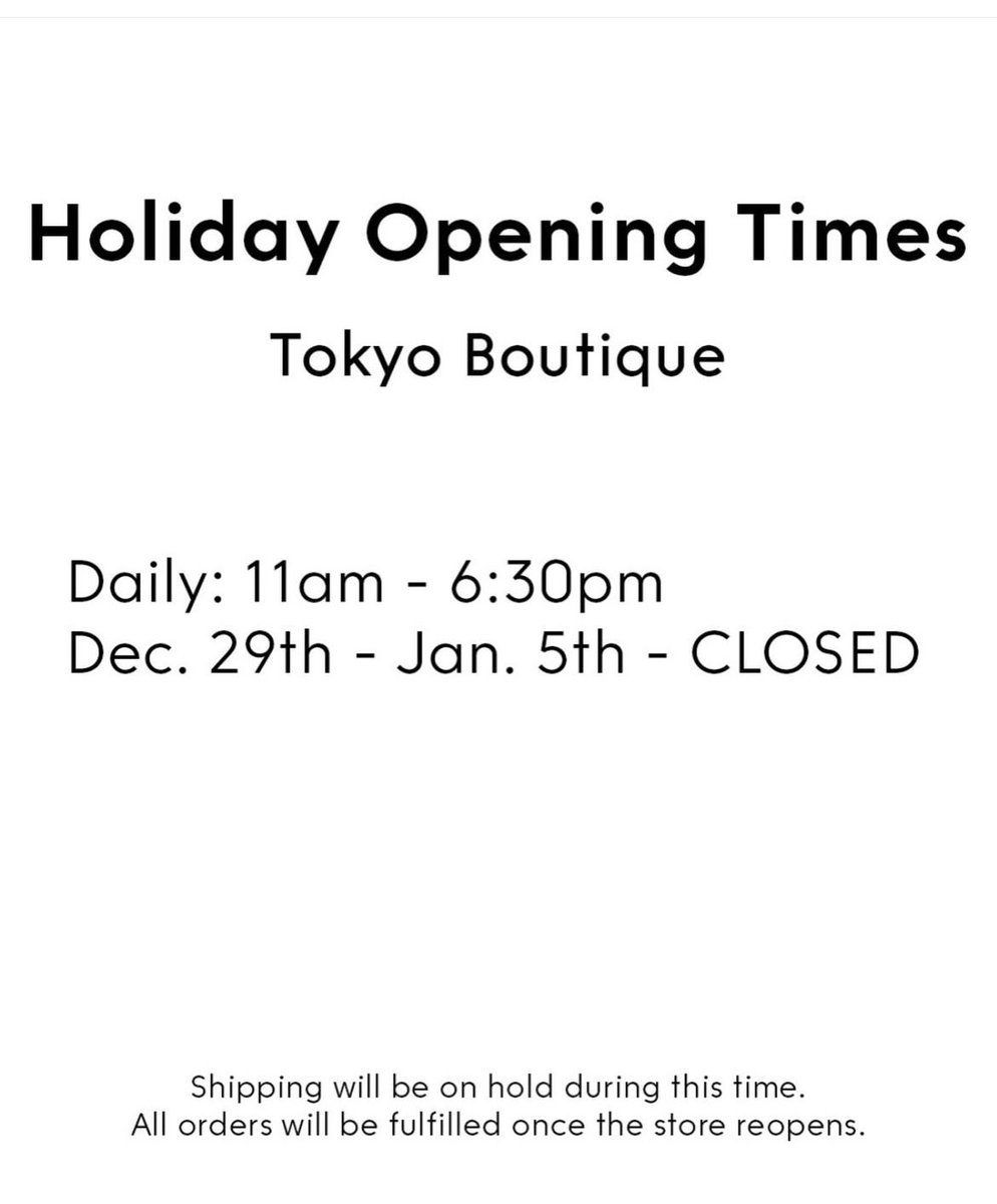 YumikoJapan's tweet photo. 【Year-End &amp; New Year Holiday】
We will be closed from
Dec 29th → Jan 5th
We’ll reopen on Jan 6th, 11:00-

【年末年始休業について】
12/29〜1/5 は年末年始休業となります。
年始は1/6 11時から営業再開いたします。
平素よりご愛顧賜りありがとうございます。
良いお年をお迎えください🎍 https://t.co/FKl5gX8CkK