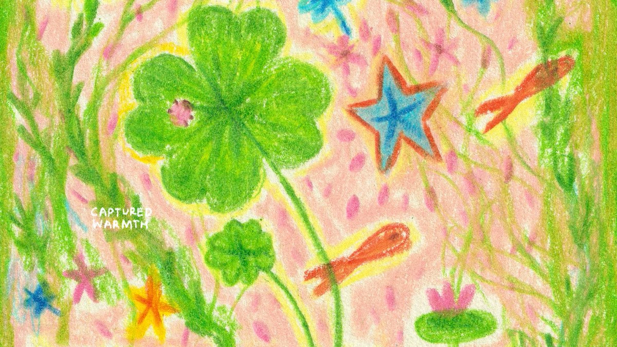 capturedwarmth's tweet image. my art in different colors 🍀🪼🌺🐠⭐️🍥
