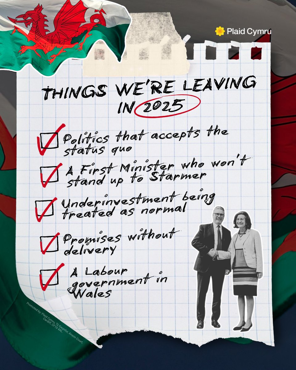 Plaid_Cymru's tweet image. A new year means new expectations for #Wales 🏴󠁧󠁢󠁷󠁬󠁳󠁿

Here’s what we’re leaving behind in 2025 ⤵️