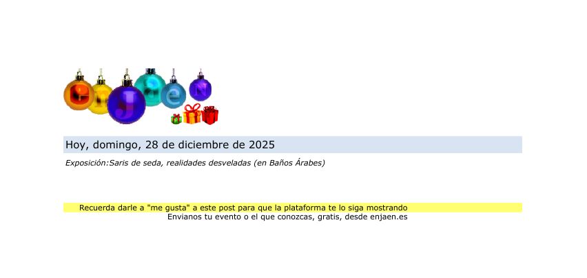 🗓️ Hoy,  28/12/2025, en Jaén Capital....
📍 Más info en enjaen.es
#jaén #enJaen #cultura #eventos