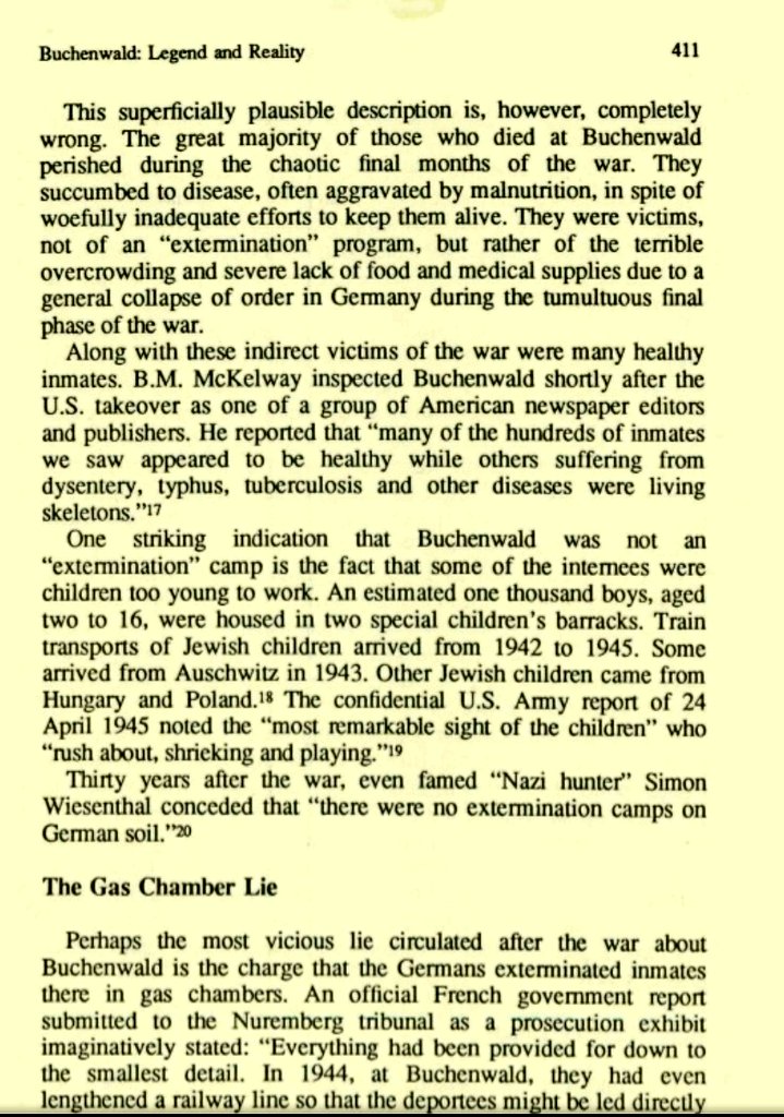 ObserverR8's tweet image. Buchenwald was one of the camps where they took footage of emaciated bodies and presented it as evidence of deliberate killing. An inmate Paul Rassinier wrote a couple of books about the false gassing claims and was ultimately proven correct. The claims were retracted.