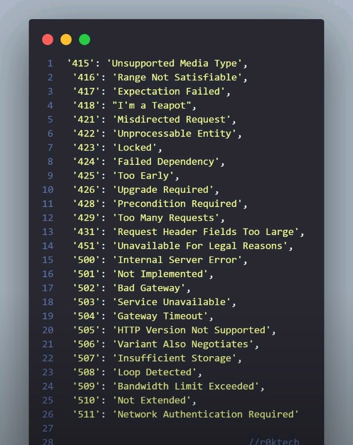 r0ktech's tweet image. Understanding HTTP status codes.

Save this for later!