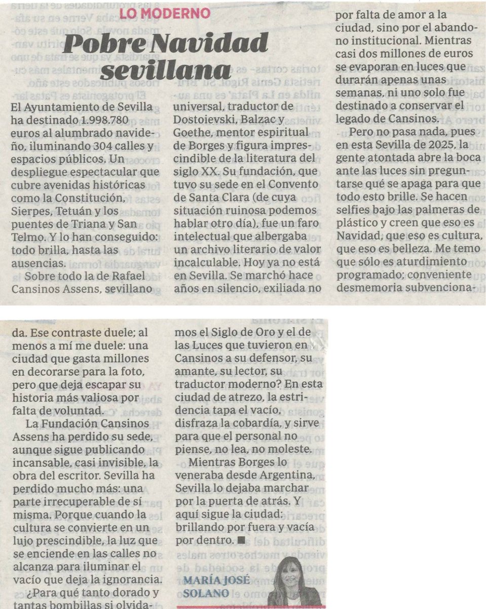 Artículo de la sevillana María José Solano sobre la Fundación Cansinos Assens.

Difundido por Arturo Pérez Reverte en X😀😀: 
zurl.co/GdVkV