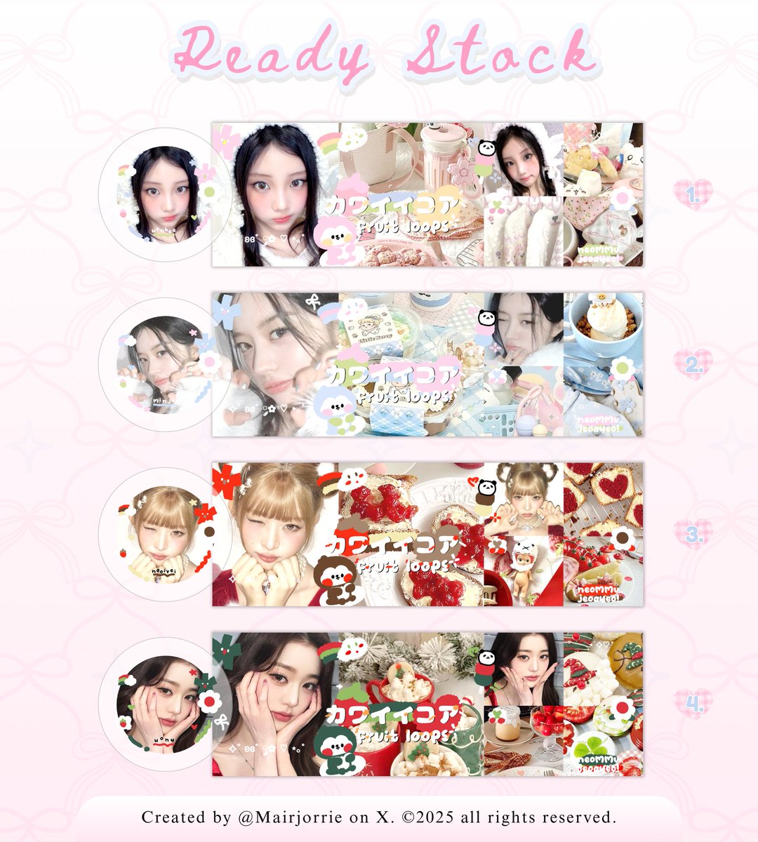 help repost please? thank you! <3

layout ready stock katalog fruit loops 🍥🍅 ada carmen wony rei minju wonhee ian bisa diklaim dari sekarang di dm yaa price in alt ⭐🍊

; aku juga terima optip dan request untuk katalog ini yaa 

#zonauang