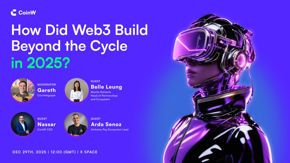 CoinWOfficial's tweet image. 🎙️ Going live in just over a day!

In a year of thinner liquidity and changing markets, what actually powered sustainable Web3 growth in 2025: infra, payments, or ecosystems?

🥳 Moderated by @gazza_jenks, joining us @leungbelle, @ArdaTheCrypto and @NassarCoinW

👆 Tap…