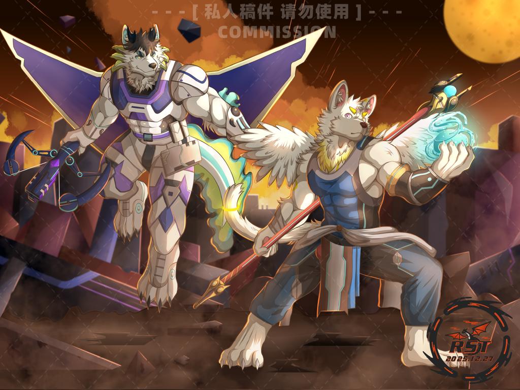 RST73521930's tweet photo. 委托34
“齐心协力 杀出一条血路来吧！”

私人委托，请勿私自使用哦～
#furryartwork #furry #兽人 https://t.co/4TPbinGWZk