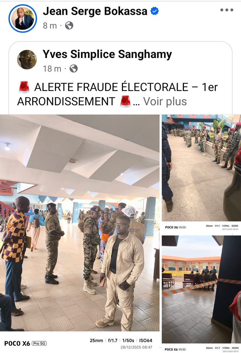 TheDictatorRCA's tweet photo. 🚨 Alerte fraude – 1er arrondissement
Au bureau BARC, +1 000 militaires auraient voté sans être inscrits, certains sans ordre de mission, sur consignes de l’état-major.
👉 Violation grave de la loi électorale.
⚠️ Touadéra a peur de perdre et tente de confisquer le vote.
#RCA https://t.co/ZTn8PGNcCh