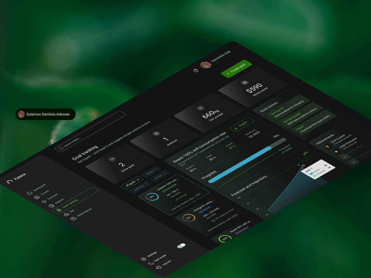 De_Mavro's tweet photo. Here are some reasons why ‘goal tracking’ can do a world of good for renewable energy usage...

I designed the ‘goal tracking section’ of an app that helps homeowners and sustainability managers access energy generation and consumption from solar panels and wind turbines. https://t.co/yDuzvLQ70b