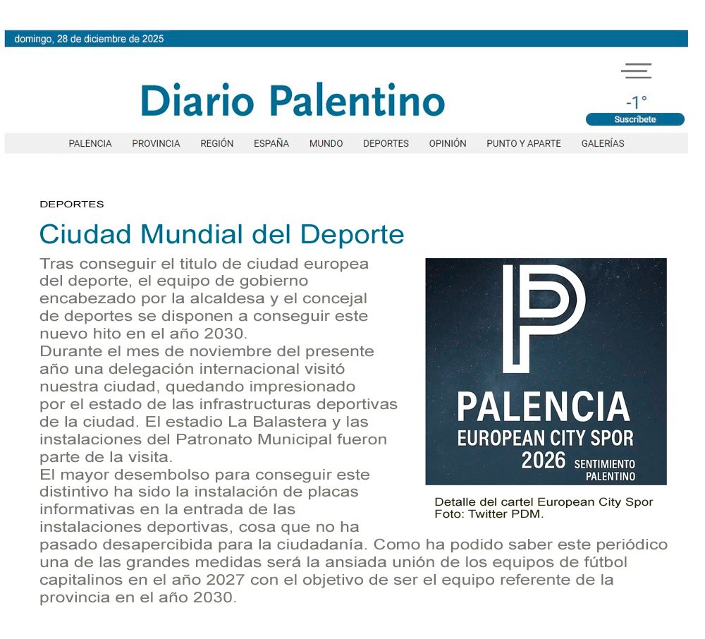 Gate 8 Palencia

Palencia: Ciudad Mundial Del Deporte

<a href="/Gate8palencia/">Gate 8</a> <a href="/PalenciaCristo/">Palencia Cristo Atl.</a>
#SomosPalencia #PocosPeroLocos