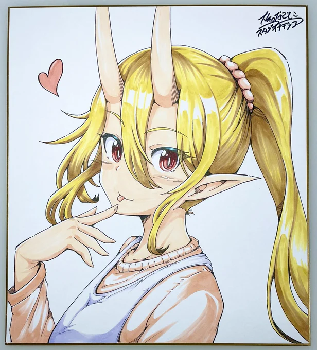 色紙がんばった!!!! ポニテ鬼嫁ちゃんの色紙 冬コミに持って行きます…!!