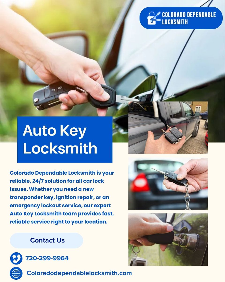 CD_locksmith's tweet image. Locked out in Denver? Stay calm! Colorado Dependable Locksmith offers 24/7 emergency car lockout service, transponder keys, and ignition repairs. Our expert team arrives fast to get you back on the road safely.

Book: coloradodependablelocksmith.com/services/autom…