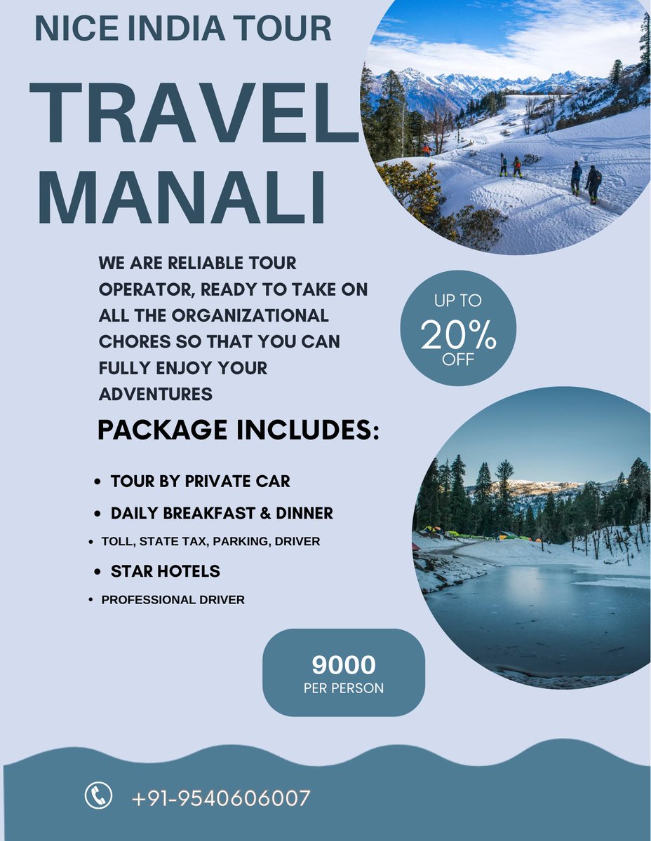 SanjayVerma95's tweet photo. Nice India Tour Provides Kullu Manali Tour Packages At Affordable Cost.

Kullu Manali Tour Packages

Manali Tour Package

Shimla Manali Tour Package

Himachal Tour Packages

#manali #kullu #kullumanali #himachal #himachalpradesh https://t.co/kIwsUkLah5