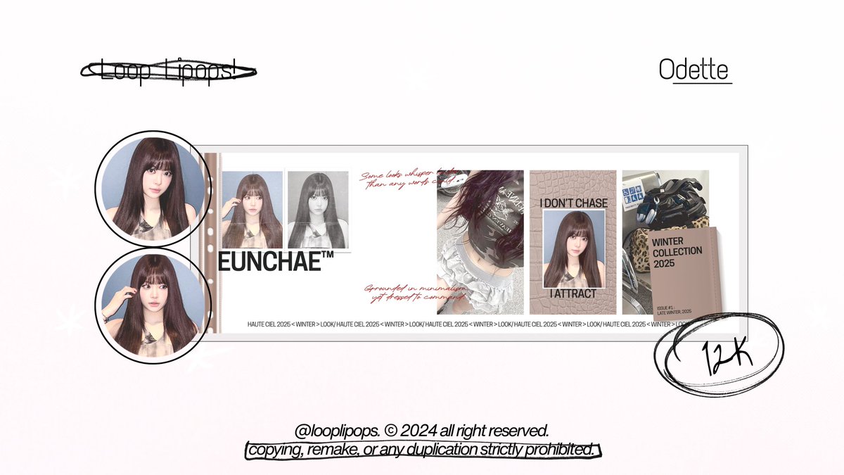 looplipops's tweet image. 🪽 ... / a repost would be appreciated, thank you!

sore lipops, aku ada layout minju ILLIT jennie, eunchae, dan liz IVE terbaru (dengan my katalog limited gue) yang bisa kamu take sekarang juga.. just tag me after dm 💌

#zonauang #zonaba