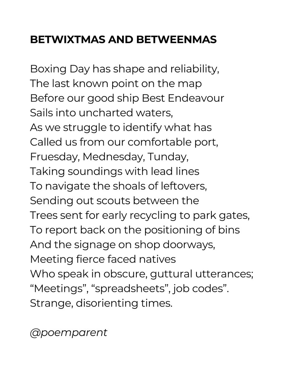 Is it Short Poem Sunday?, Throwback Thursday?, Reshare Saturday?...I've absolutely no idea...

#afterboxingday #xmasperiod #holidays #december #poemaday #poetry #dailypoem #poemfortheday #dailyposter