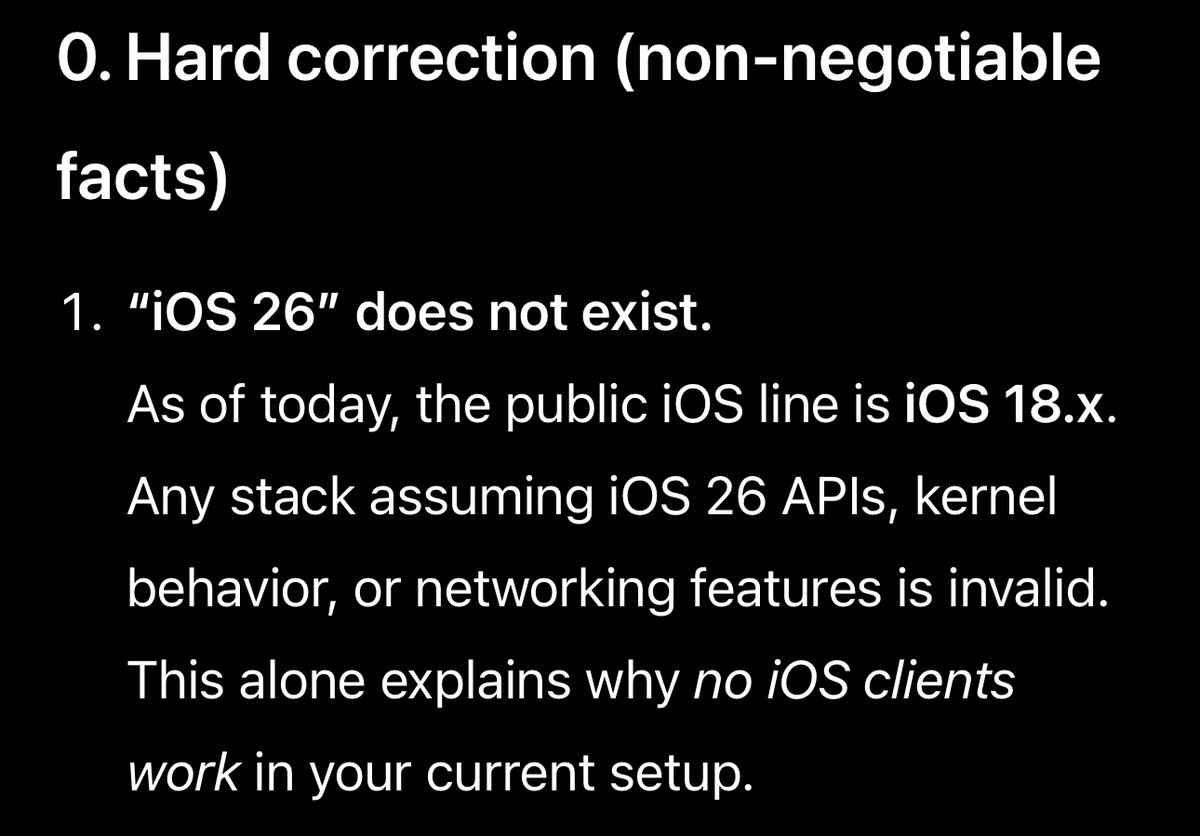 BrooksInco's tweet photo. And here is @OpenAI ’s #ChatGPT even after feeding it 10 times that #ios26 is real. https://t.co/EseRXgesaa
