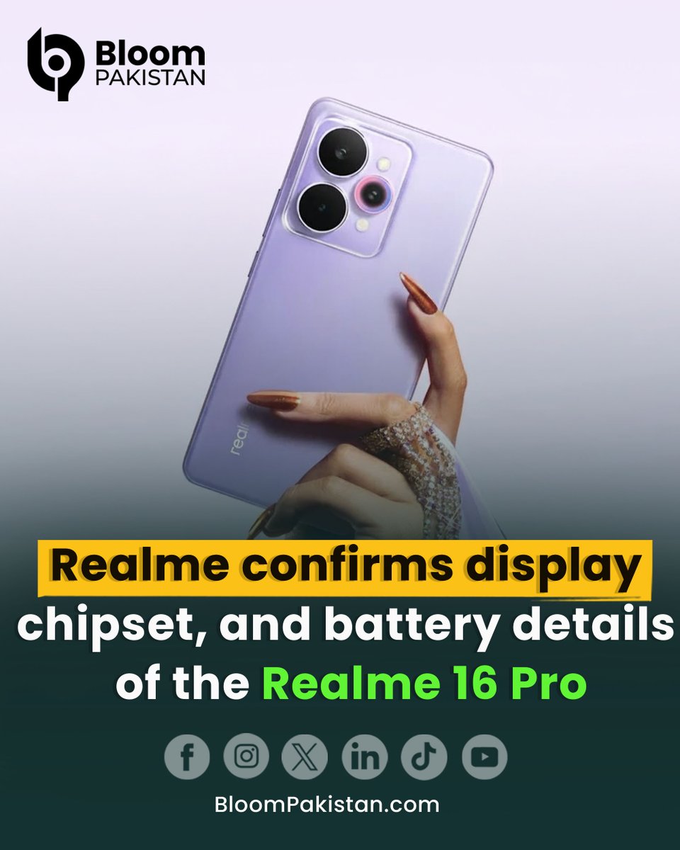 bloom_pakistan's tweet image. Realme 16 Pro: Display, Chipset &amp;amp; Battery Details Confirmed...

bloompakistan.com/realme-16-pro-…

#Realme16Pro #Realme #SmartphoneNews #TechUpdates #MobileSpecs #Android #Gadgets