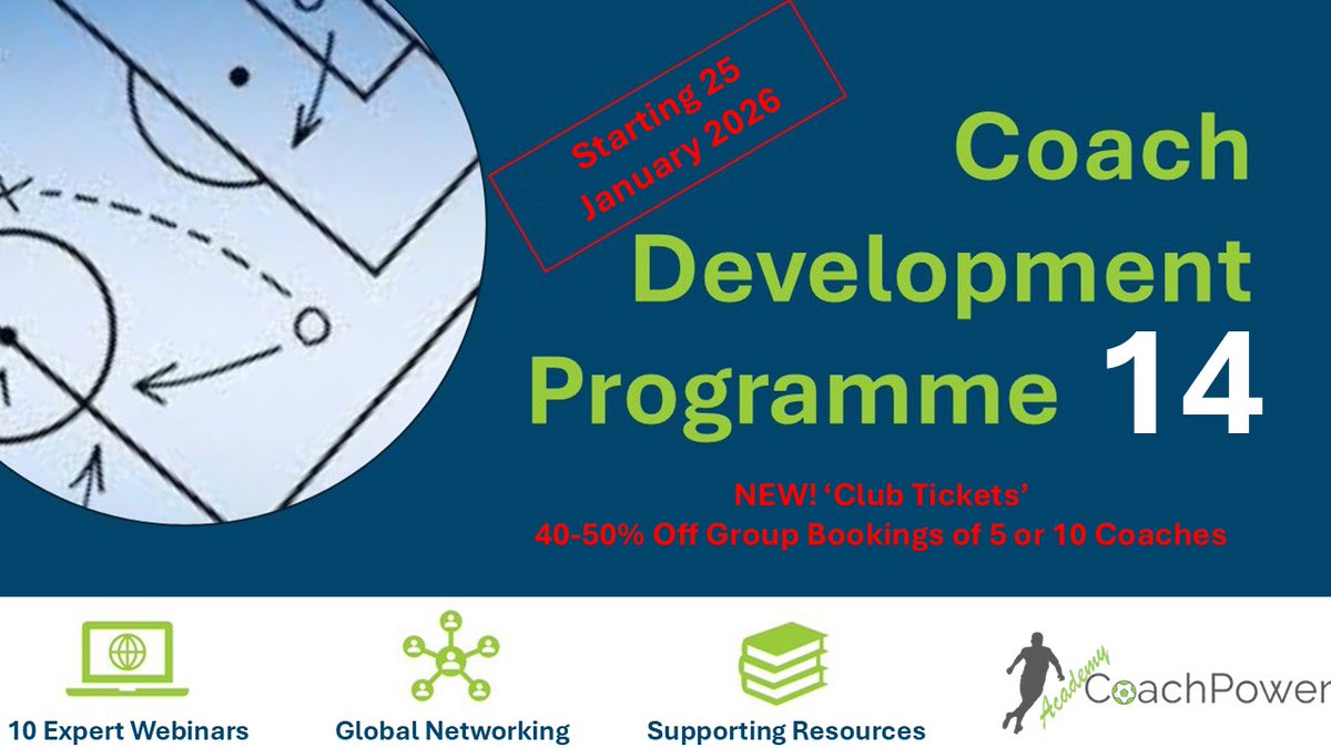 The best youth clubs I know don’t shout about success 📣

They invest in coaches 🧠⚽

Not just facilities 🏟️
Not just kits 👕

That’s why CDP14 offers:
🏟️ Club tickets (5 or 10 coaches → 40–50% off)
👤 Individual places too

Align staff. Grow together 📈
CDP14 is open ⏳