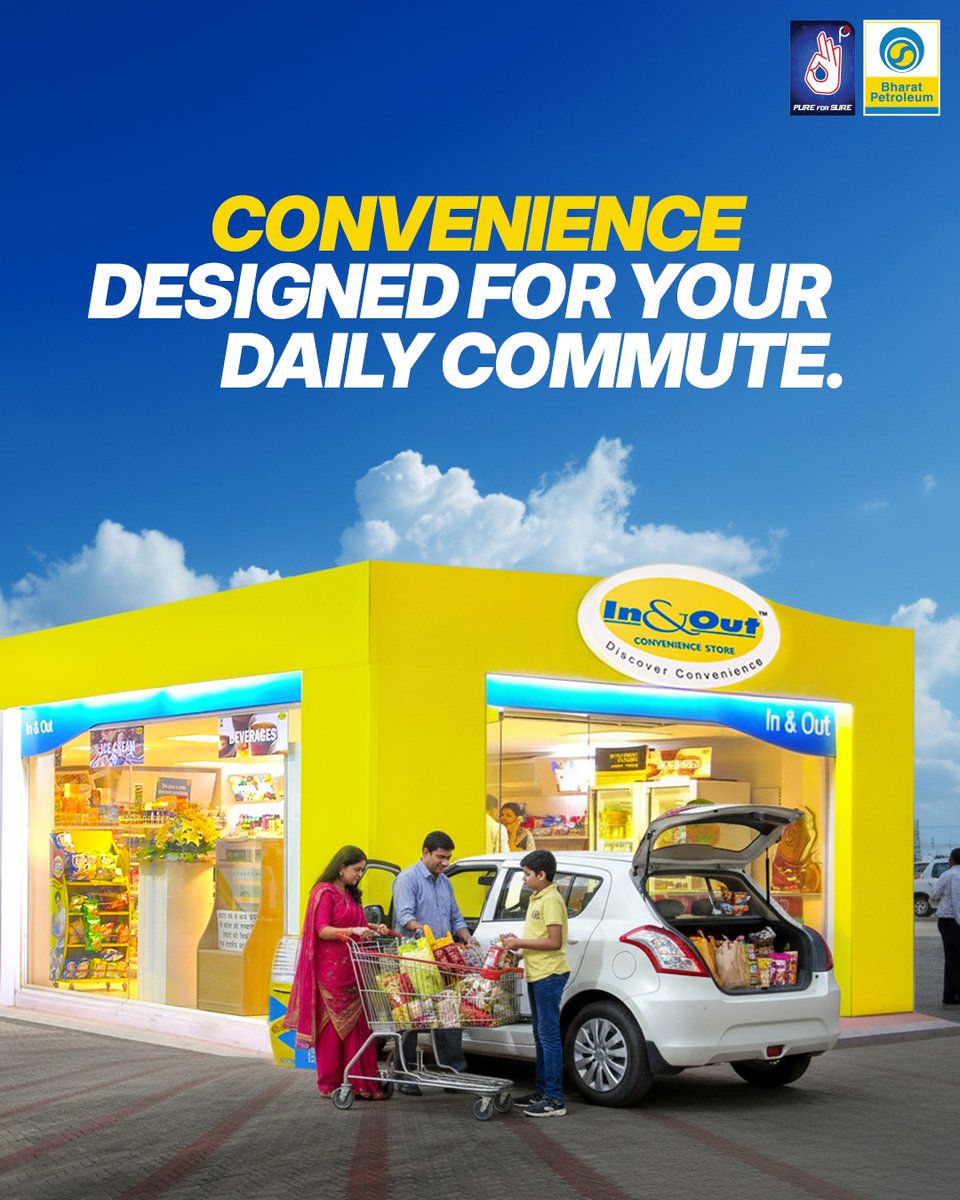 stripped_nut's tweet image. Stop made easier. In &amp;amp; Out stores at the BPCL fuel stations helps you pick everyday essentials while you’re on the move. 🛒
 
#BPCL #InandOutStores #essentials #onthegoshopping #fuelling