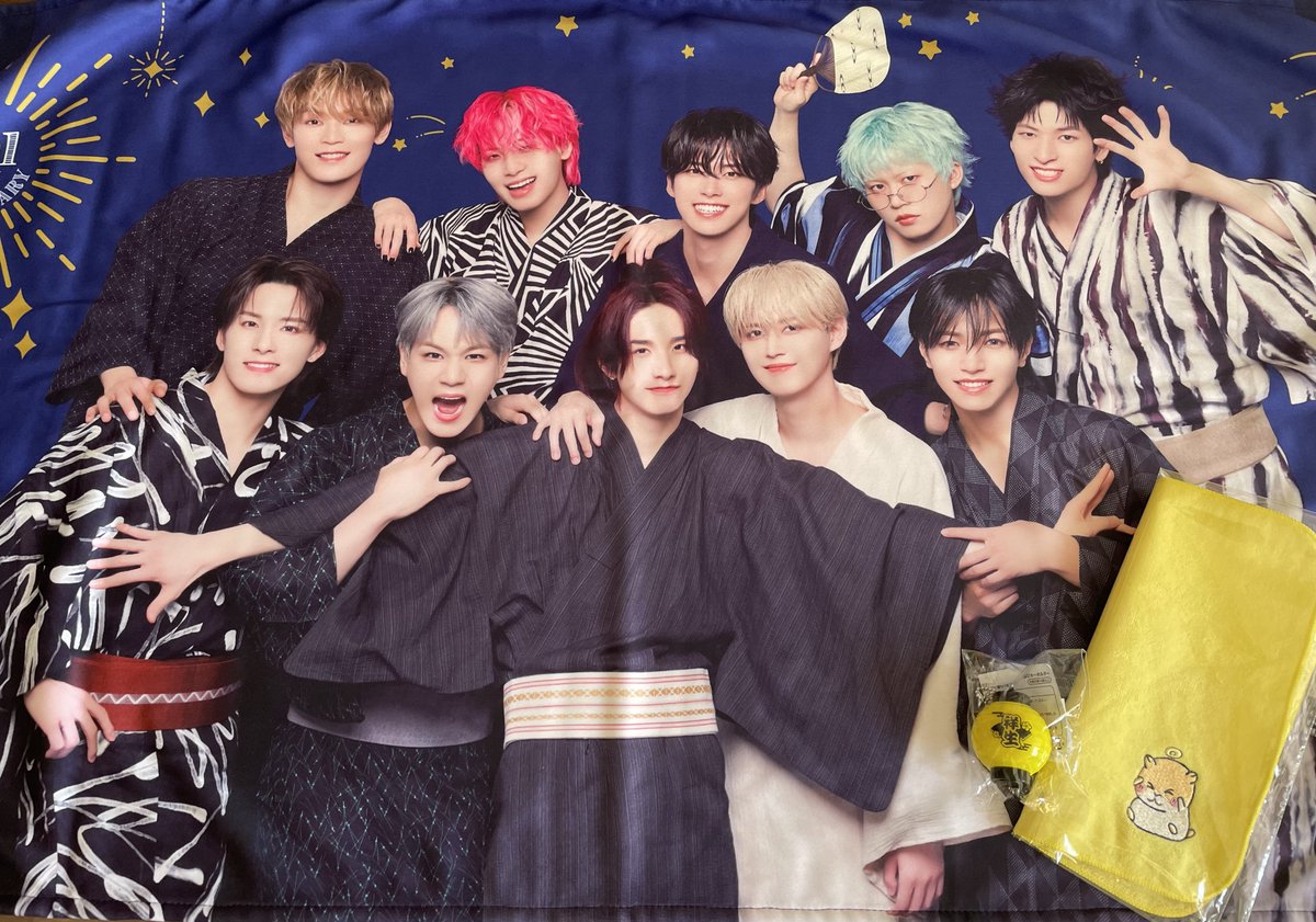 祭りグッズ届いた！ フード付きタオルのみんなの表情が良くて、11人