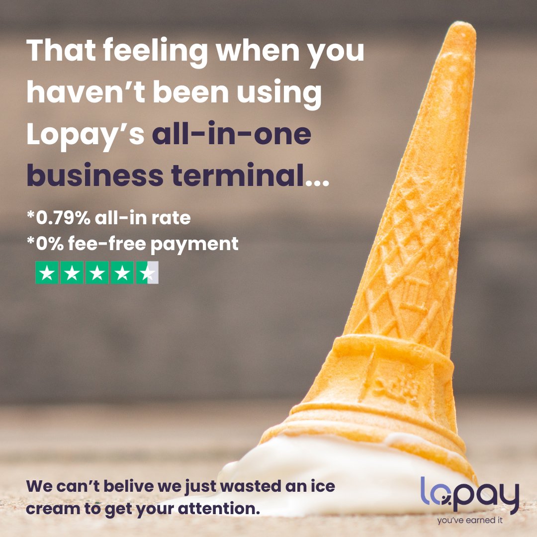 Say goodbye to high fees and hello to more profits with Lopay, the UK's lowest-cost, highest-rated payment app. You can even afford to replace that ice cream... Head to our website now to find out more.

lopay.com