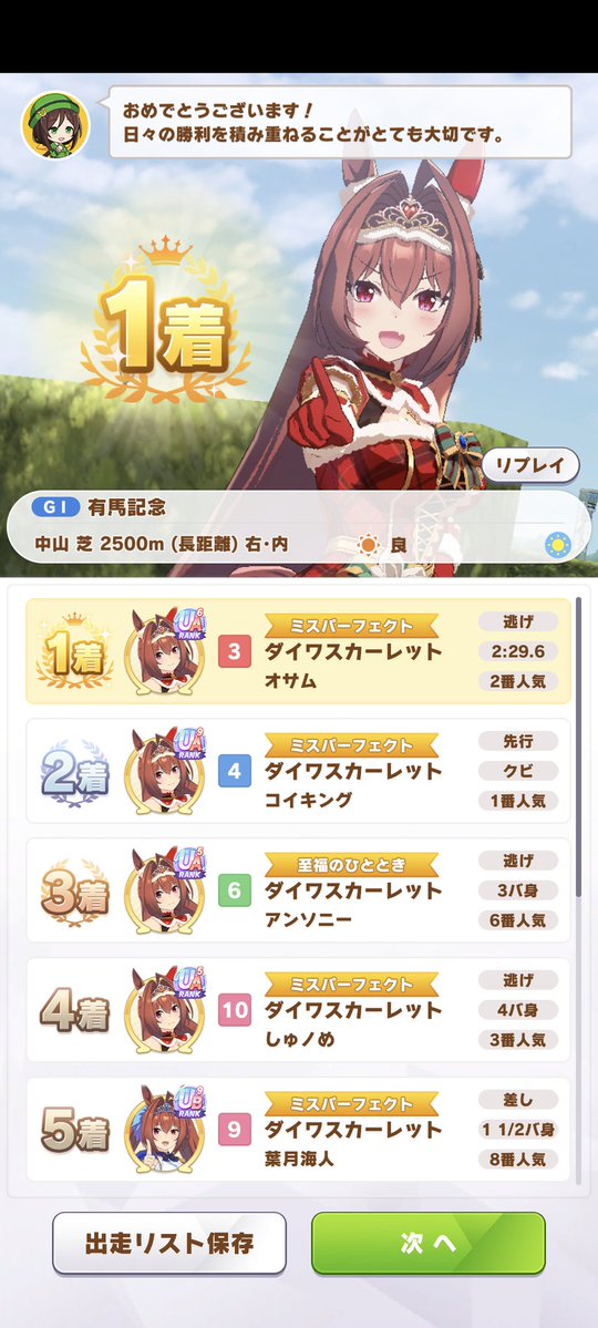 osamu_k86's tweet image. 第三回真最強ダスカ決定戦結果❗️
最強ダスカトレはー❗️
短距離シューズ互助会所属私だー❗️
皆様ご参加、対戦ありがとうございました🙇
マジか…
やったんか…
ちょっと泣いちゃった
最終直線叫んじゃった。
#ウマ娘
#最強ダスカ決定戦