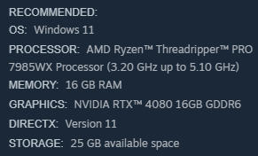 reauctioned's tweet image. This gotta be a joke a Threadripper as reccomended specs for a backrooms game?!?!?!?