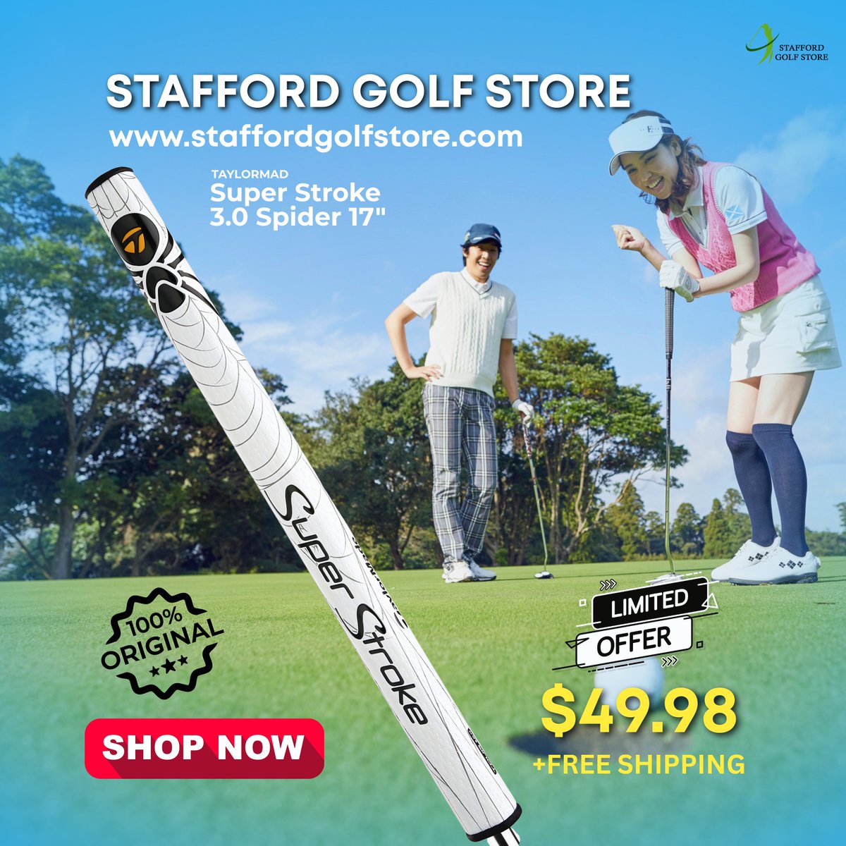 StaffordGolfStr's tweet image. ⛳ TaylorMade SuperStroke 3.0 Spider 17″ Putter Grip
Smooth roll + balanced feel = more confidence on the greens 🟢
👉 staffordgolfstore.com/product/taylor…

#TaylorMade #SuperStroke #PutterGrip #PuttingGame #GolfGear #StaffordGolfStore