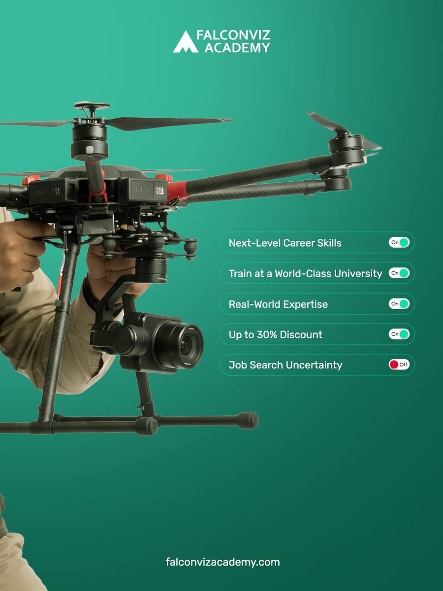 دوراتنا ما هي بس شهادات، هي بوابة لفرص غير محدودة في عالم الدرونز والتقنيات المتطورة. خلوكم مستعدين لمستقبل واعد!

مع FalconViz Academy، أنت بتصنع مستقبلك بنفسك.
سجلوا الآن واكتشفوا كيف ممكن نغير مسيرتكم المهنية!

الرابط 🔗falconvizacademy.com

​#FalconVizAcademy