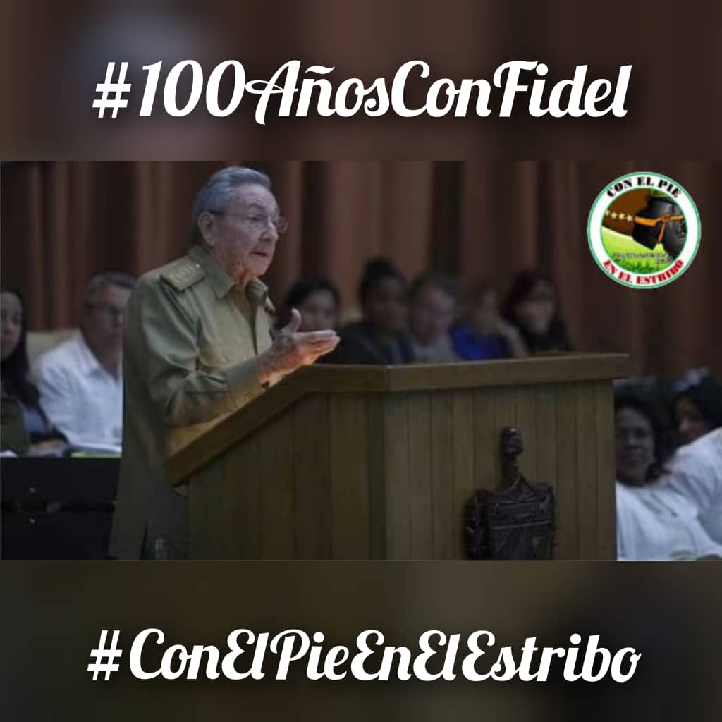 Al arribar al año  del centenario del Comandante en Jefe #FidelPorSiempre ,hacemos nuestras las palabras de Raúl . 👇

"El mejor monumento a Fidel, a sus ideales y obra, es hacer realidad el concepto Revolución".
#100AñosConFidel 
#ConElPieEnElEstribo