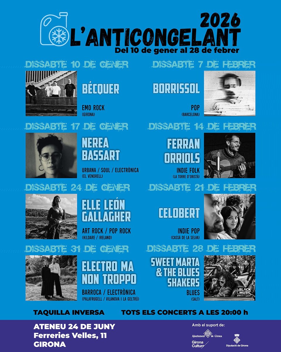 Ateneu24dejuny's tweet image. Tanquem el #Caliu i l’any musical a l’Ateneu a dalt de tot! 🎶
Gràcies a músics, bandes i públic pel suport setmana rere setmana!
Ens veiem passat festes… i si glaça, no patiu: amb Orient i els Reis arriba l’#Anticongelant, per escalfar ànimes, peus i orelles! ❄️🔥🎧