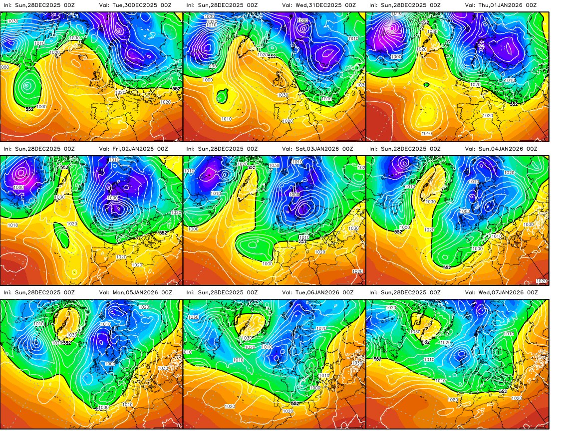 tenerife_meteo's tweet image. Seguimos con atención lo que pueda pasar a partir del 1 de enero, con esa potencial situación de inestabilidad en Canarias derivada de una Borrasca. 

Si se fijan en el geopotencial a 500 hPa., que nos indica la altitud en la que se van a registrar los 500 hPa. (normalmente son…