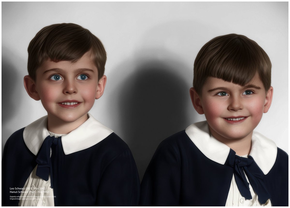 joecocker15's tweet image. On this day in 1925, Czech Jewish twins were born. On the 8 Feb 1942, they were deported to the Theresienstadt  Ghetto with their mother and on the 11 Mar 1942 to the Izbica Ghetto. They all perished in the Shoah. Their names were Hanuš and Leo Schwarz