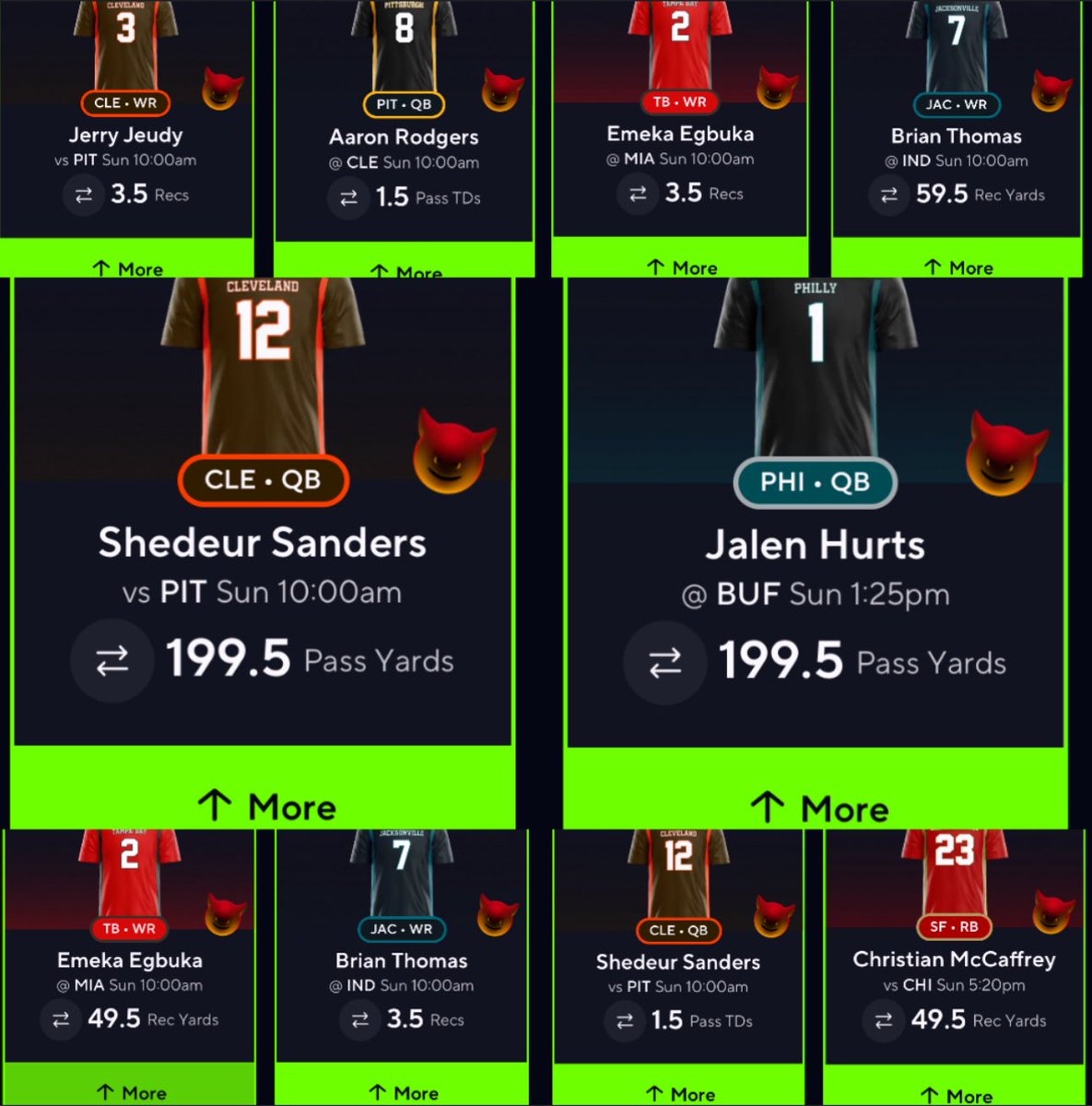 realROYLTY's tweet image. 😈12/28 PRIZE PICKS #NFL DEMONS

⭐️SANDERS AND HURTS FAVORITES

❤️+🔁 FOR A DEMON SLIP &amp;amp; $50 GIVEAWAY WHEN WE CASH AT LEAST FIVE DEMONS OFF THE SHEET!💰💰💰

📊 @propsbotAI / TRY FOR FREE👇

USE CODE: KINGPIN50 FOR 50% OFF✅

link.propsbot.ai/0ago5y7OIQb