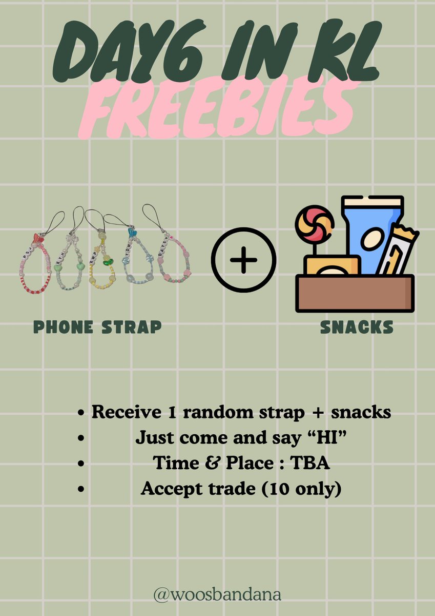 #TheDECADEinKL 𝓯𝓻𝓮𝓮𝓫𝓲𝓮𝓼 𝓫𝔂
<a href="/woosbandana/">dayah</a>

🐳 Just come and say "HI" to me on D-day
🐳 Time &amp; Place : TBA 
🐳 DM for Trade 

#DAY6inKL