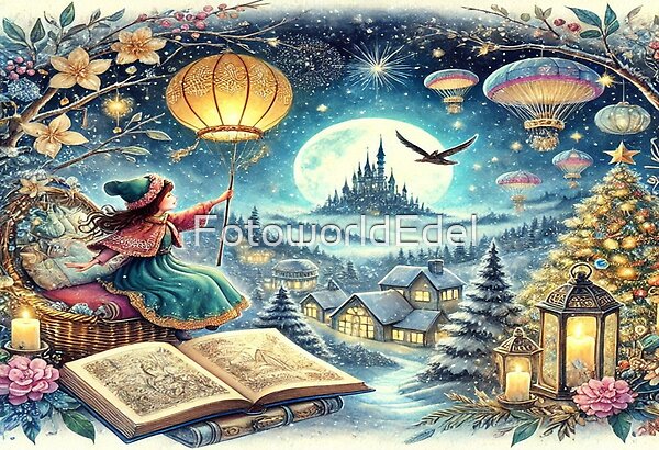 EdelCreative's tweet image. Magical Winter Tale – glowing dreams &amp;amp; storybook vibes. More poetic fantasy art here ✨ redbubble.com/de/shop/ap/177… #KIKünstlerin #FotoworldEdel #Redbubbleartist #Redbubbleshop #winterfantasy #storybookart #magicalscene #visualstorytelling #fantasyart