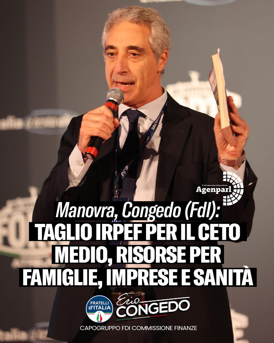 Una manovra che coniuga crescita, equità e stabilità dei conti pubblici, rafforzando la credibilità dell’Italia sui mercati internazionali e confermando gli impegni assunti da Giorgia Meloni e da Fratelli d'Italia con i cittadini.
⤵️
facebook.com/share/p/1D8Hqt…