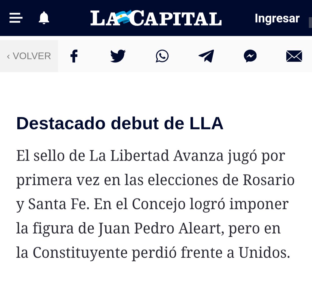 Hasta donde yo se las elecciones en Rosario las ganó un tal Juan Monteverde, pero como no soy el diario de Javkin no opino.  
(Raro que no haya puesto su casorio como hecho destacado del año. Se controló ahí)