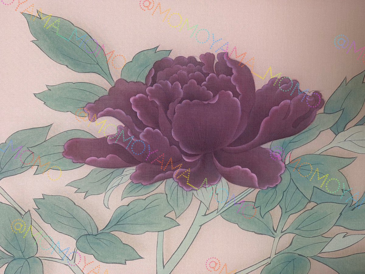 今年の日本画の描き納めは高桐院「牡丹図」の勉強のための部分模写で