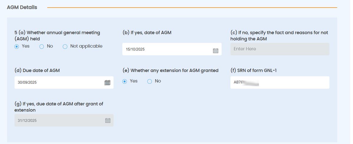 V_Sanghavi_CS's tweet photo. AGM extension received upto 31/10/2025, but the date prefilled is 31/12/2025, in every case. What is this @LTIMindtreeOFCL 

@HelpdeskMCA21V3 @MCA21India 
#MCA21v3
#CSTwitter https://t.co/T3m3dxW4Iu