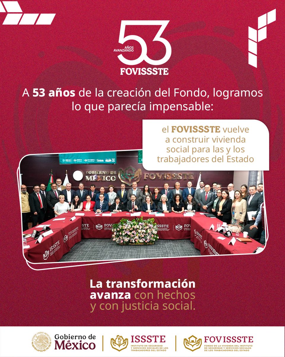 Hace 53 años se creó el <a href="/FOVISSSTEmx/">FOVISSSTE</a> para dar cumplimiento al derecho a la #vivienda de las y los trabajadores al servicio del Estado, establecido en el Artículo 123 de la Constitución Política de los Estados Unidos Mexicanos.

Su origen respondió a la necesidad de crear un fondo