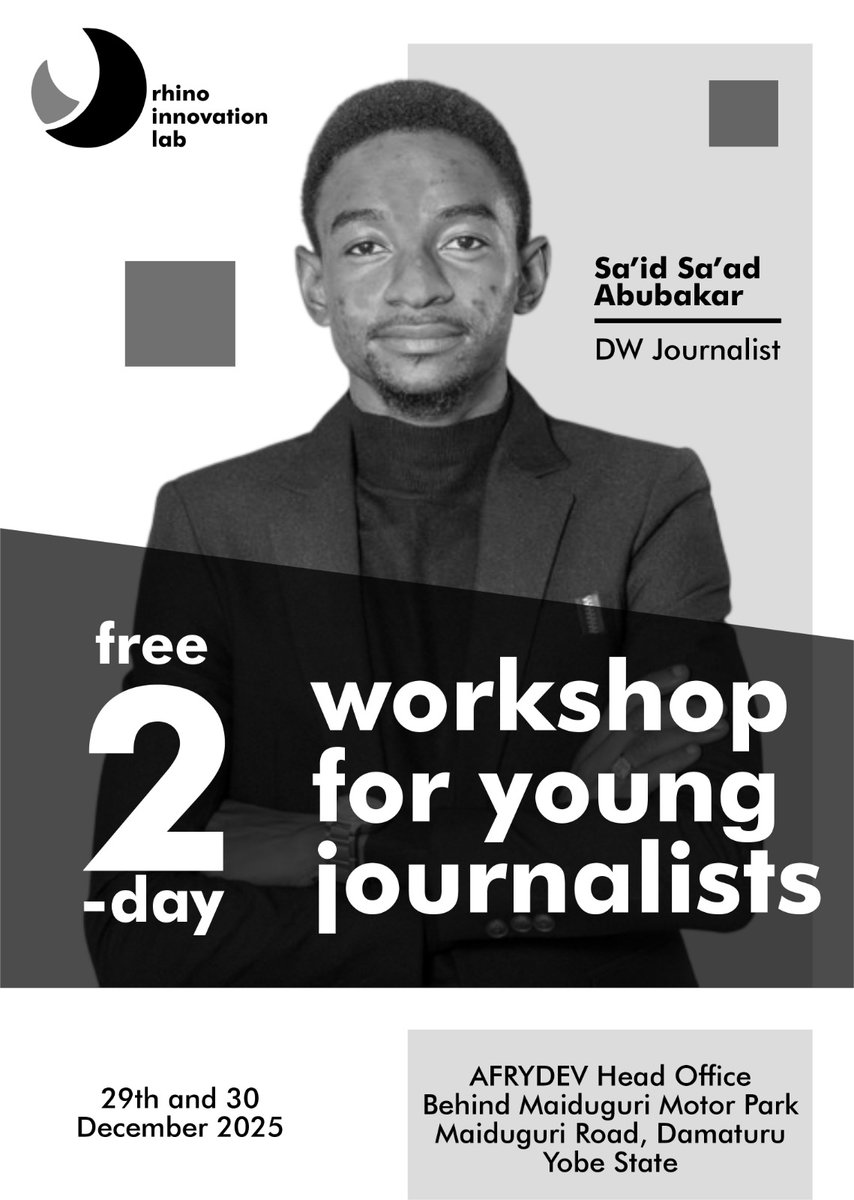Rhino Innovation Lab, in collaboration with Sa’id Sa’ad Abubakar (DW Journalist), is hosting a two-day capacity-building workshop aimed at strengthening the skills of young journalists through practical learning and professional mentorship.