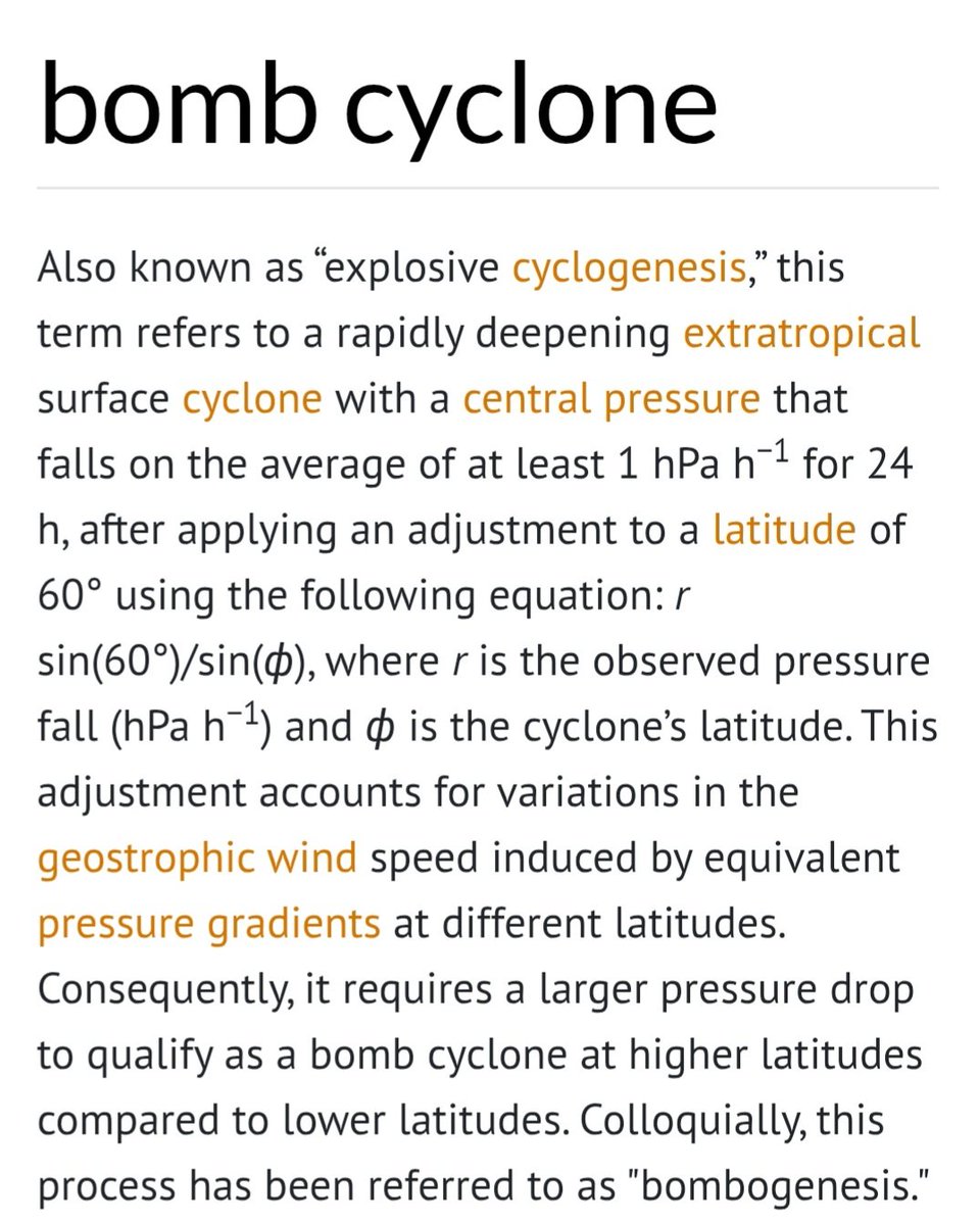 ColdCoreCowboy's tweet image. Have never heard the "technical" phrase "bombogenetic cyclone" before but have heard/used  "explosive cyclogenesis" per the AMS or *shudders* "bombogenesis". Just lots of buzzwordin' going on.

*hops off Doswell soapbox*
