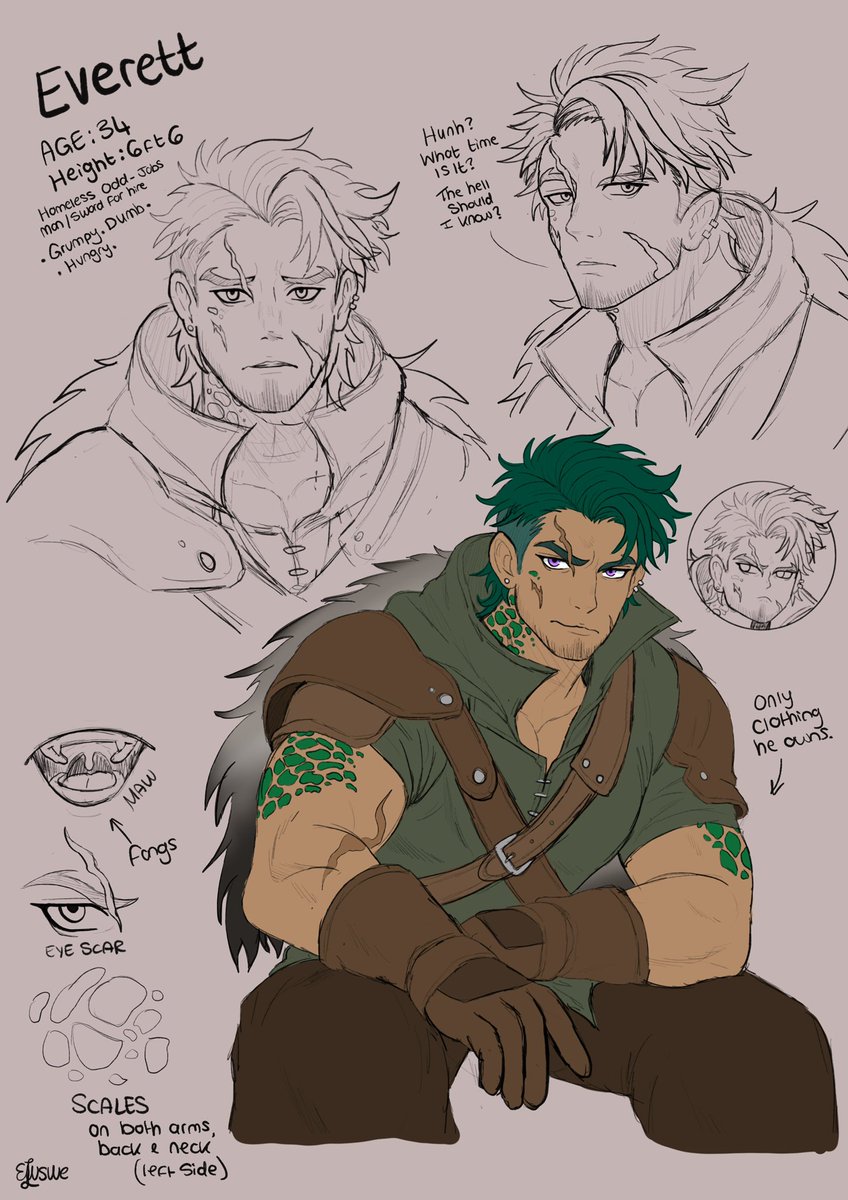 elusivelibbin's tweet image. I interrupt the Tumvember schedule to introduce my new OC, Everett. He’s a grouchy, poor, himbo of a merc, who can’t even afford a decent meal. Be prepared to see vore, hunger and stuffing art with him in the future &amp;lt;3
Sketch style.

#libbinart #bellykink #vore #libbinoc