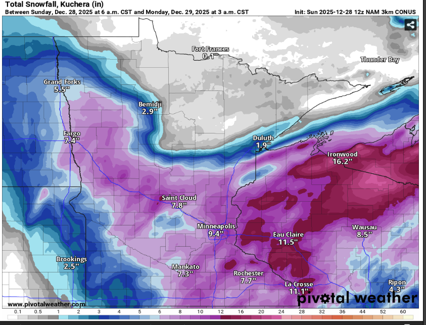 The latest 12z NAM3k potential SNOW map is not budging &amp; still shows a solid 6" to 10"+ of accumulation across our region. Rain is rapidly changing over to snow as I type, so get ready for quite a surprise over the next few hours. Snow should come to an end by sunrise tomorrow.