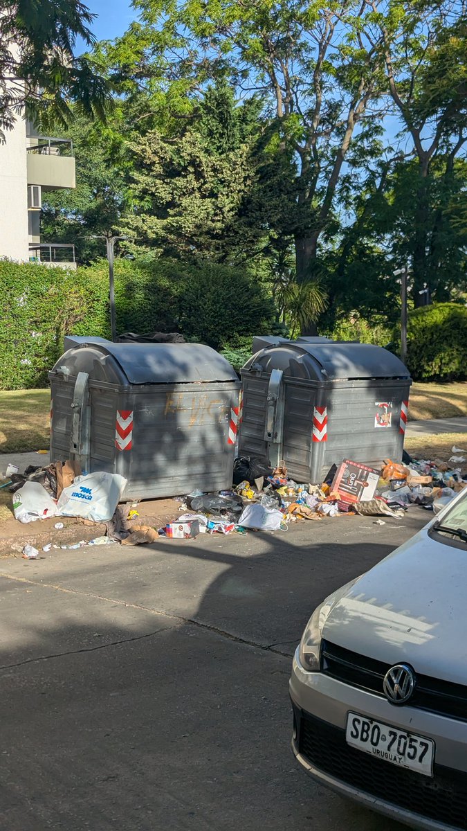 Estas tres fotos son de ayer 27/12 en la tarde en Malvin. Han pasado casi 24 hrs. y están peor. ¿Vamos a seguir así <a href="/montevideoIM/">Intendencia de MVD</a>?