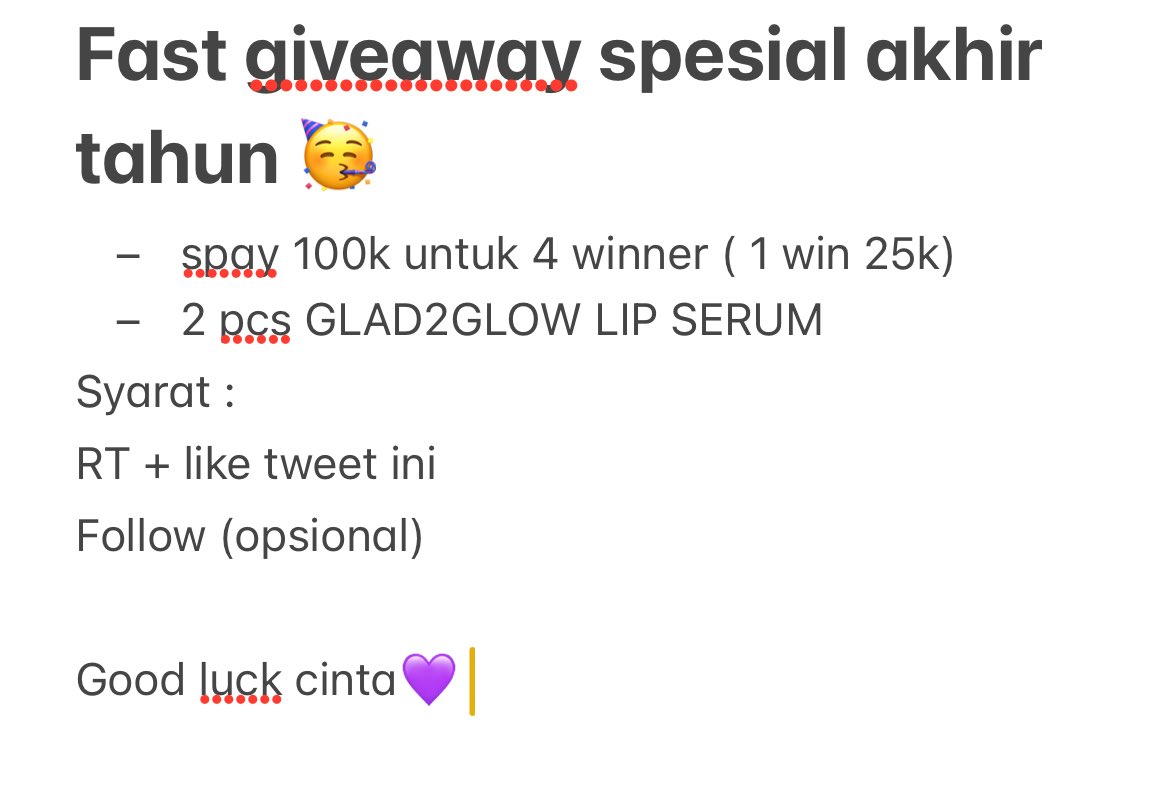 agstdayyay's tweet image. GIVEAWAY TIME 💜Mengisi perjanjian dengan sepupukuu untuk buat GA di akhir tahun🥳 
 📌untuk winner spay 100k bakal di undi besok malam yahh
📌 GA Lip serum end 30 des^^

#Giveaway #zonauang
